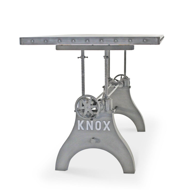 KNOX Adjustable Height Dining Table - Cast Iron Crank Base - Steel Top - Knox Deco - Tables