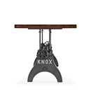 KNOX Adjustable Height Dining Table - Cast Iron Crank Base - Walnut Top - Knox Deco - Tables