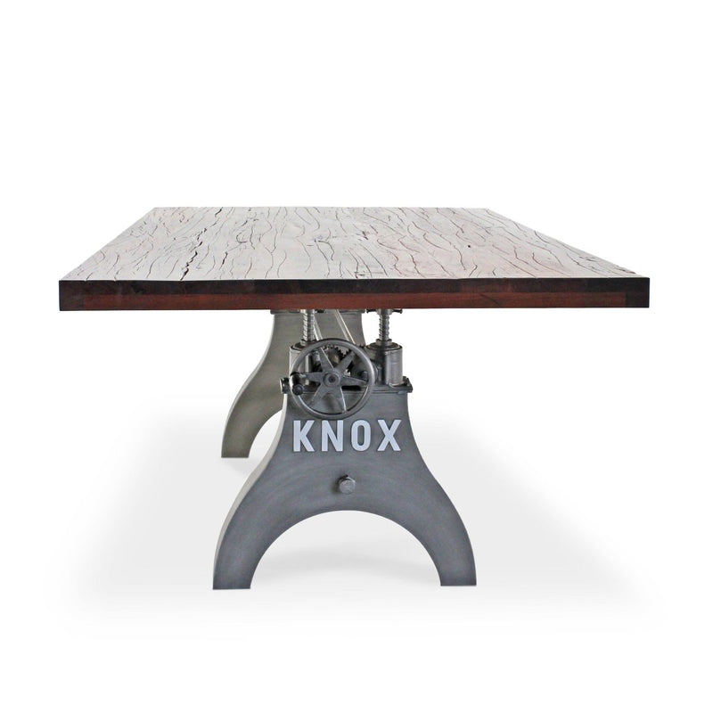 KNOX Adjustable Height Dining Table - Iron Base - 8ft Rustic Mahogany Top - Knox Deco - Tables