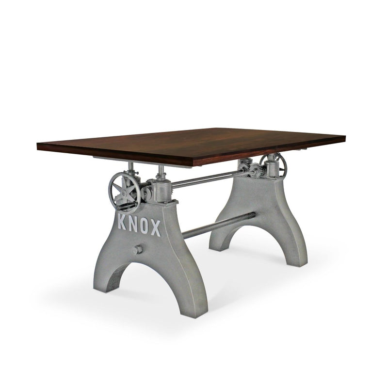 KNOX Adjustable Writing Table Desk - Adjustable Cast Iron - Walnut Top - Knox Deco - Desk