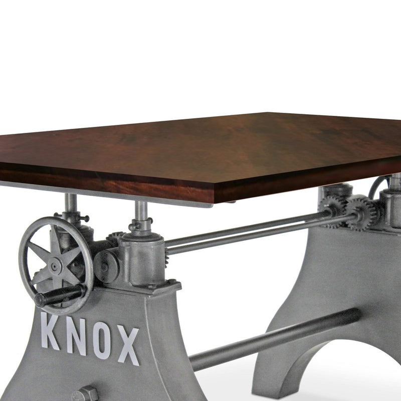 KNOX Adjustable Writing Table Desk - Adjustable Cast Iron - Walnut Top - Knox Deco - Desk