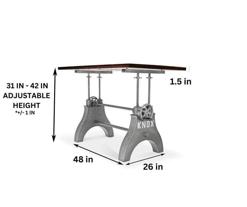 KNOX Adjustable Writing Table Desk - Adjustable Cast Iron - Walnut Top - Knox Deco - Desk