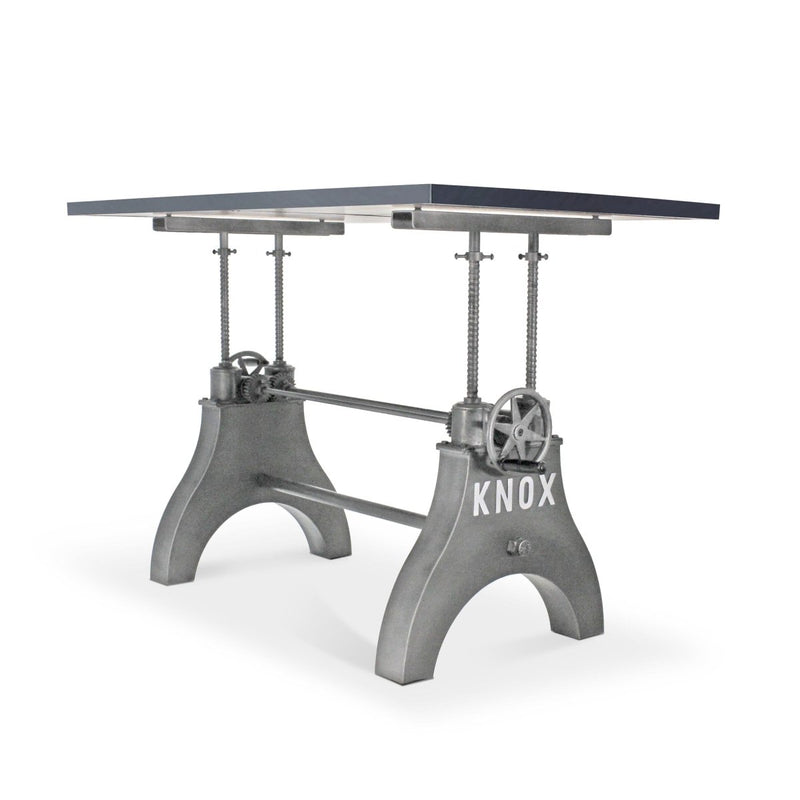 KNOX Adjustable Writing Table Desk - Embossed Cast Iron Base - Pewter Gray - Knox Deco - Desk