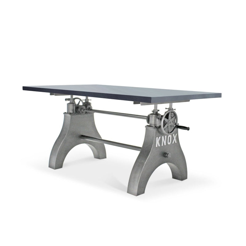 KNOX Adjustable Writing Table Desk - Embossed Cast Iron Base - Pewter Gray - Knox Deco - Desk