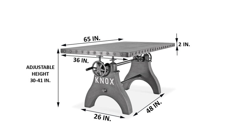 KNOX Adjustable Writing Table Desk - Embossed Cast Iron Base - Steel Top - Knox Deco - Desk