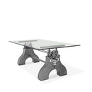 KNOX II Adjustable Dining Table - Industrial Iron Base - Elegant Glass Top - Knox Deco - Dining Table