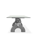 KNOX II Adjustable Dining Table - Industrial Iron Base - Elegant Glass Top - Knox Deco - Dining Table