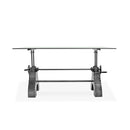 KNOX II Adjustable Dining Table - Industrial Iron Base - Elegant Glass Top - Knox Deco - Dining Table