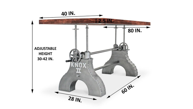 KNOX II Adjustable Dining Table - Industrial Iron Base - Mahogany Top - Knox Deco - Dining Table