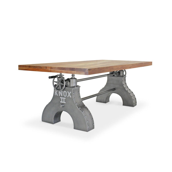 KNOX II Adjustable Dining Table - Industrial Iron Base - Natural Wood Top - Knox Deco - Dining Table