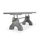 KNOX II Adjustable Dining Table - Industrial Iron Base - Riveted Metal Top - Knox Deco - Dining Table