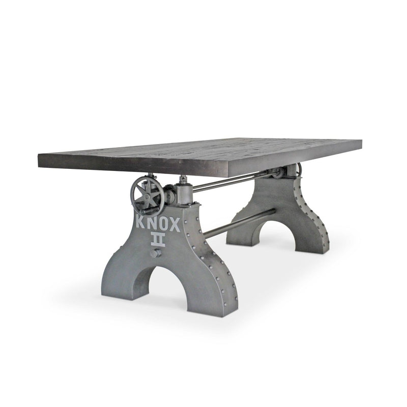 KNOX II Adjustable Dining Table - Industrial Iron Base - Rustic Ebony Top - Knox Deco - Dining Table