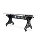 Longeron Dining Table Desk - Adjustable Height - Nickel - Casters - Glass Top - Knox Deco - Tables
