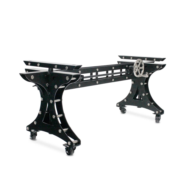 Longeron Dining Table Desk Base - Adjustable Height - Nickel - Casters - DIY - Knox Deco - DIY