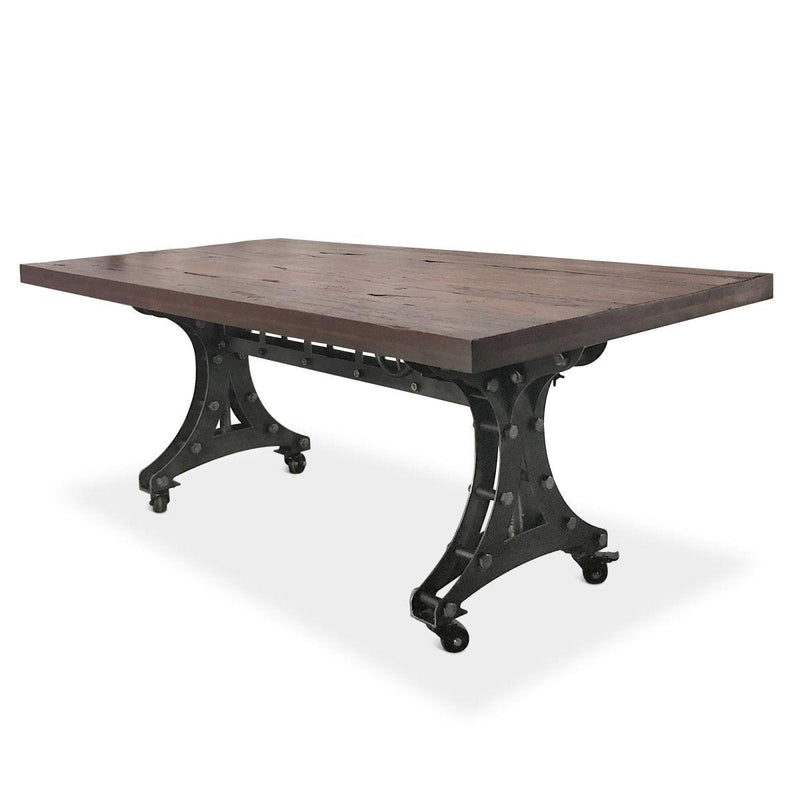 Longeron Industrial Dining Table - Adjustable - Casters - Rustic Mahogany - Knox Deco - Tables