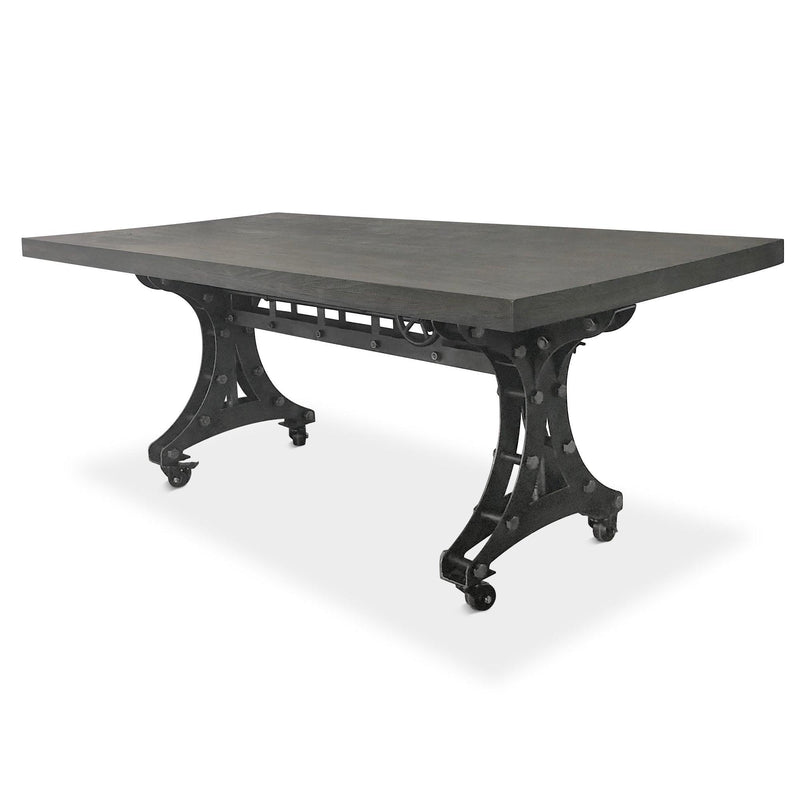 Longeron Industrial Dining Table - Adjustable - Casters - Weathered Gray - Knox Deco - Tables
