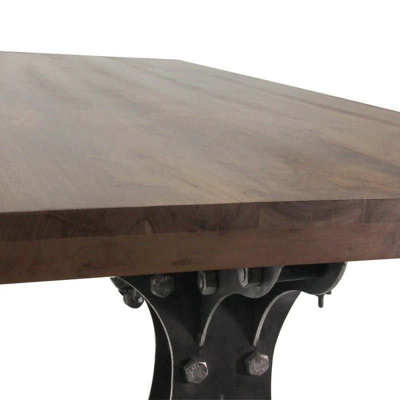 Longeron Industrial Dining Table - Adjustable Height - Casters - Walnut Top - Knox Deco - Tables