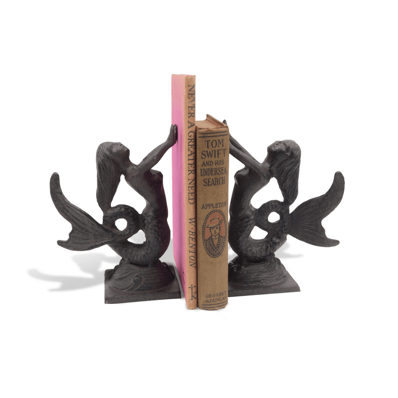 Mermaid Bookends - Cast Iron Metal - Pair - Nautical - Knox Deco - Bookends