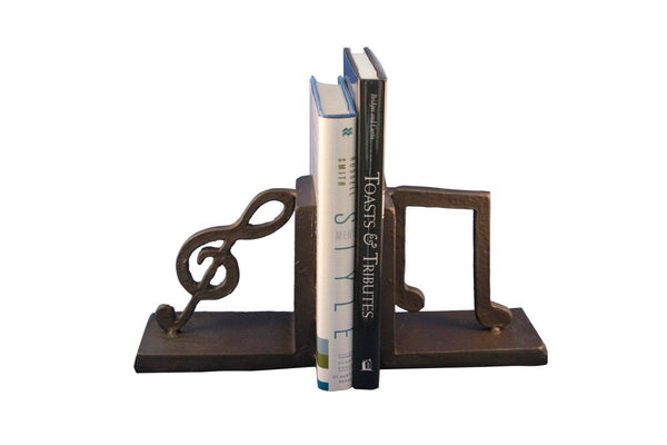 Musical Notes Cast Iron Bookends - Metal - Pair - Knox Deco - Bookends