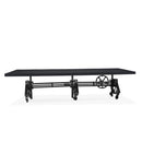 Otis Steel Communal Table - Adjustable Height - Iron Crank - Casters - Ebony - Knox Deco - Tables