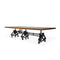 Otis Steel Communal Table - Adjustable - Iron Base - Casters - Natural Top - Knox Deco - Tables
