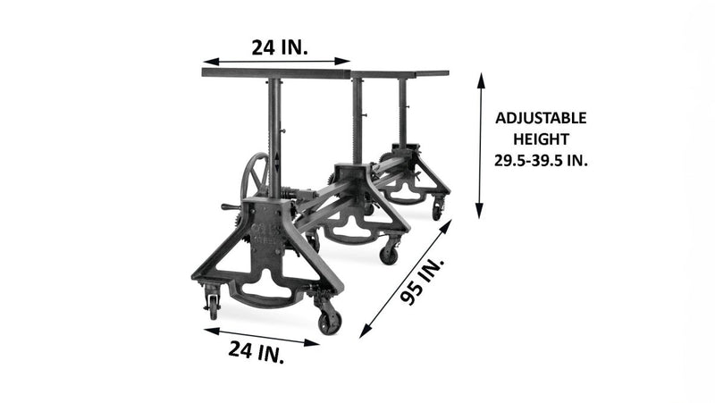 Otis Steel Communal Table Base - Adjustable Height - Iron Base- Casters - DIY - Knox Deco - DIY