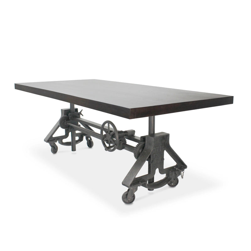 Otis Steel Dining Table - Adjustable Height - Iron Base - Casters - Ebony - Knox Deco - Tables