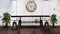 Otis Steel Dining Table - Adjustable Height - Iron Base - Casters - Ebony - Knox Deco - Tables