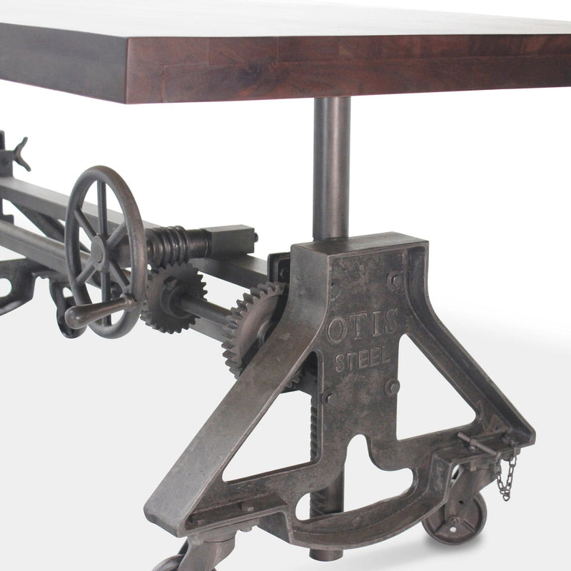Otis Steel Dining Table - Adjustable Height - Iron Base - Casters - Ebony - Knox Deco - Tables
