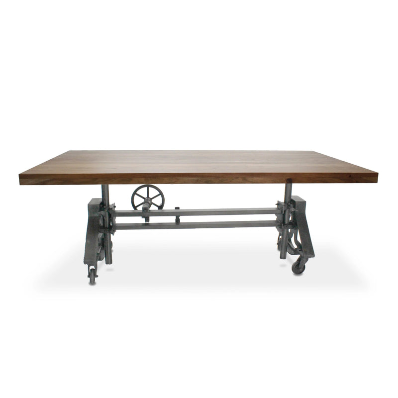 Otis Steel Dining Table - Adjustable Height - Iron Base - Casters - Natural - Knox Deco - Tables