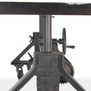 Otis Steel Dining Table - Adjustable Height - Iron Base - Casters - Rustic Ebony - Knox Deco - Tables