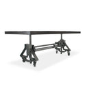 Otis Steel Dining Table - Adjustable Height - Iron Base - Casters - Rustic Ebony - Knox Deco - Tables