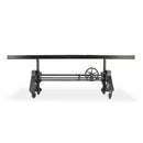 Otis Steel Dining Table - Adjustable Height - Iron Base - Casters - Rustic Ebony - Knox Deco - Tables