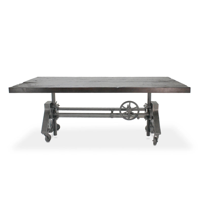 Otis Steel Dining Table - Adjustable Height - Iron Base - Casters - Rustic Ebony - Knox Deco - Tables