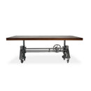 Otis Steel Dining Table - Adjustable Height - Iron Base - Casters - Rustic Natural - Knox Deco - Tables