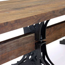 Pratt Truss Industrial Steel Communal Dining Table – Rustic Wood Top 120” - Knox Deco - Tables