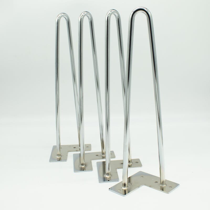Premium Hairpin Table Legs 2 Rod 16" - Chrome Steel - Set of 4 - Knox Deco - DIY