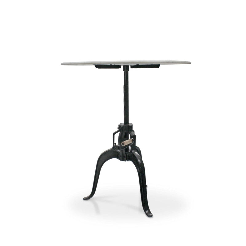 Round Industrial Table 36" - Adjustable Height - Elegant White Marble Top - Knox Deco - Tables