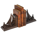 Sailboat Tows Dinghy Nautical Bookends Figurine - Metal - Cast Iron - Pair - Knox Deco - Bookends
