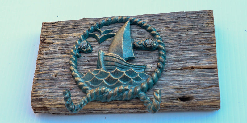 Viking Sailboat Wall Hanger Hooks - Cast Iron Metal Ship - Good Omens