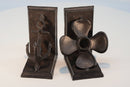 Ship Boat Anchor Propeller Bookends - Metal - Cast Iron - Pair - Knox Deco - Bookends