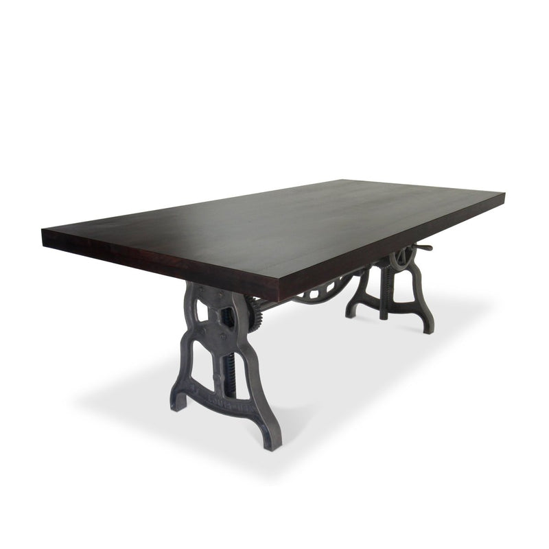 Shoemaker Dining Table - Adjustable Height Iron Base - Dark Walnut Top - Knox Deco - Tables