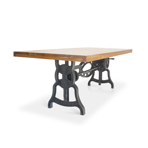 Shoemaker Dining Table - Adjustable Height Iron Base - Natural Wood Top - Knox Deco - Tables