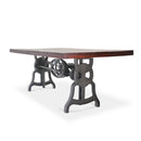 Shoemaker Dining Table - Adjustable Height Iron Base - Rustic Mahogany - Knox Deco - Tables