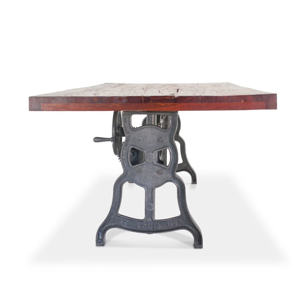 Shoemaker Dining Table - Adjustable Height Iron Base - Rustic Mahogany - Knox Deco - Tables