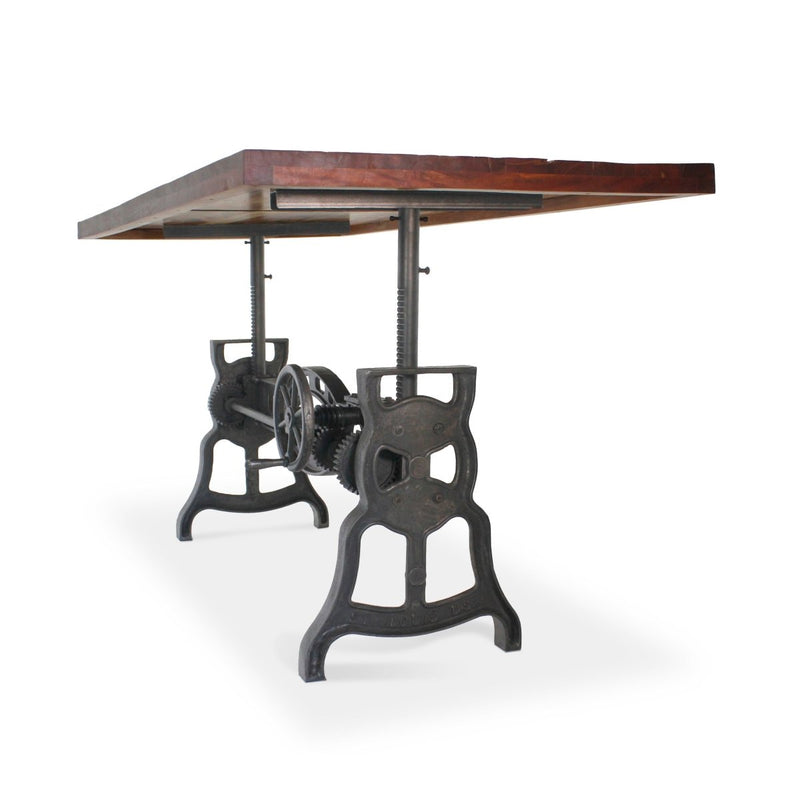 Shoemaker Dining Table - Adjustable Height Iron Base - Rustic Mahogany - Knox Deco - Tables