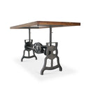 Shoemaker Dining Table - Adjustable Height Iron Base - Rustic Natural Top - Knox Deco - Tables