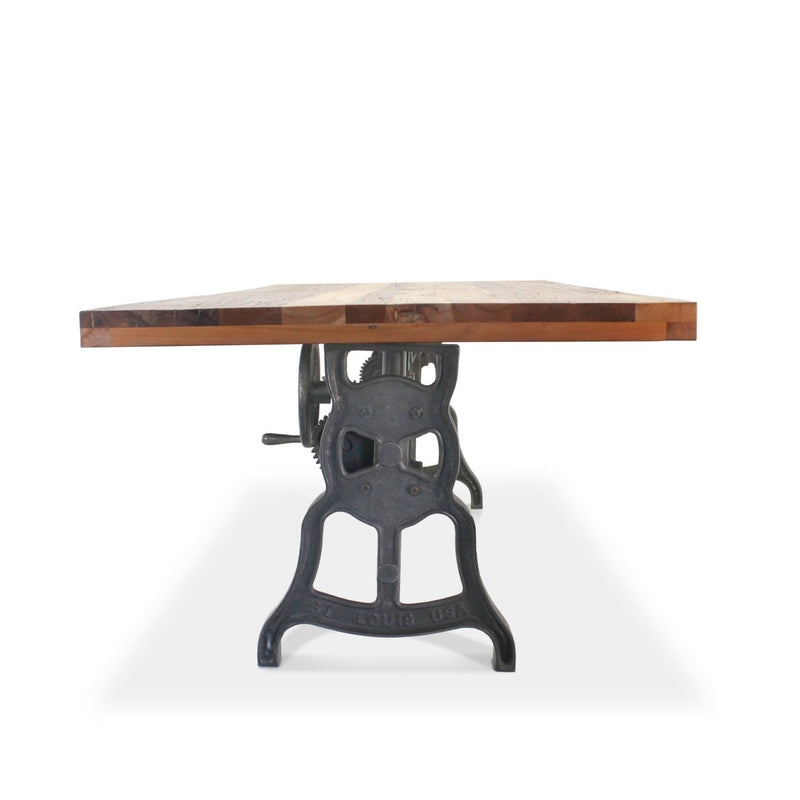 Shoemaker Dining Table - Adjustable Height Iron Base - Rustic Natural Top - Knox Deco - Tables