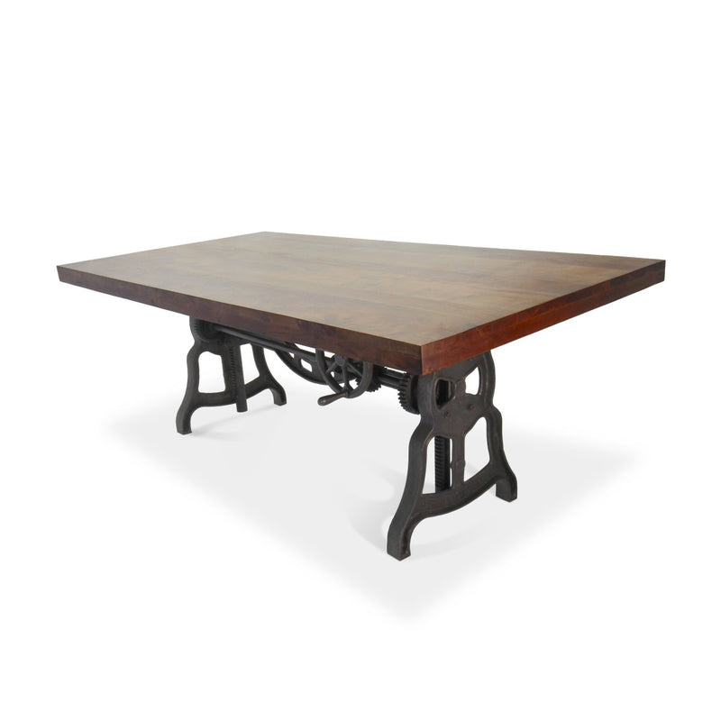 Shoemaker Dining Table - Adjustable Height Iron Base - Walnut Top - Knox Deco - Tables
