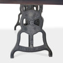 Shoemaker Dining Table - Adjustable Iron Base - Rustic Dark Walnut Top - Knox Deco - Tables